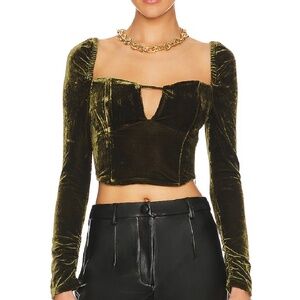 NWT Hansen & Gretel Velvet Meredith Crop Top in Sage Green Size Large